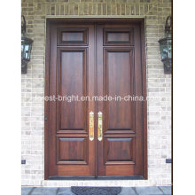 Puerta de entrada doble de madera maciza con asas